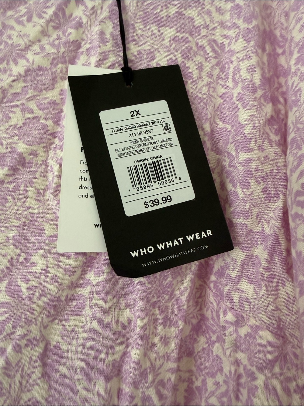 Who What Wear Lilac and White Floral maxi dress 2X NWT - Picture 3 of 4